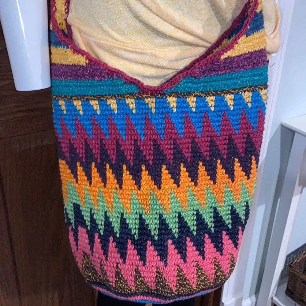 Hand Crochet Muli-colored Woven Hobo Bag